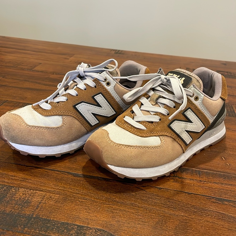 New Balance 574 Tan Brown Black Mens 5.5